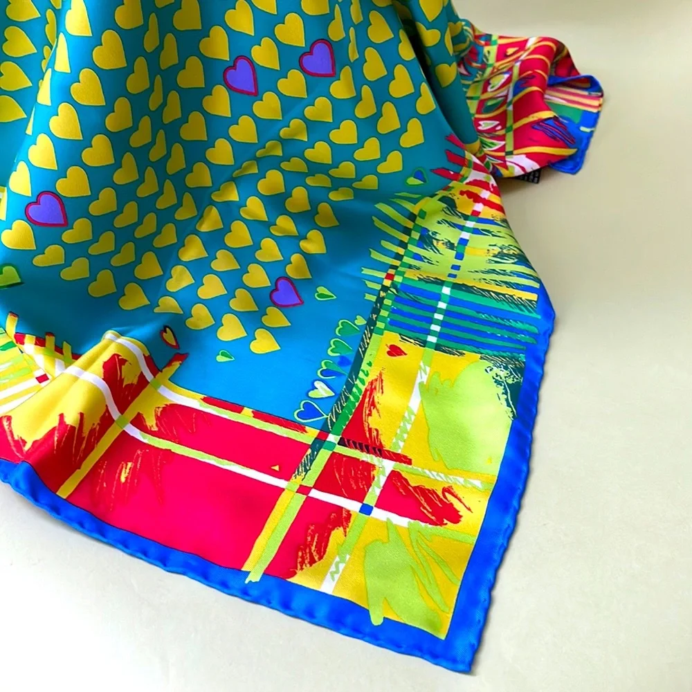 New vintage bright multicolored Versace large silk scarf